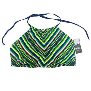 Mossimo Women's Size D/DD Halter Bikini Swim Top Multicolor Tribal Stripes NWT‎